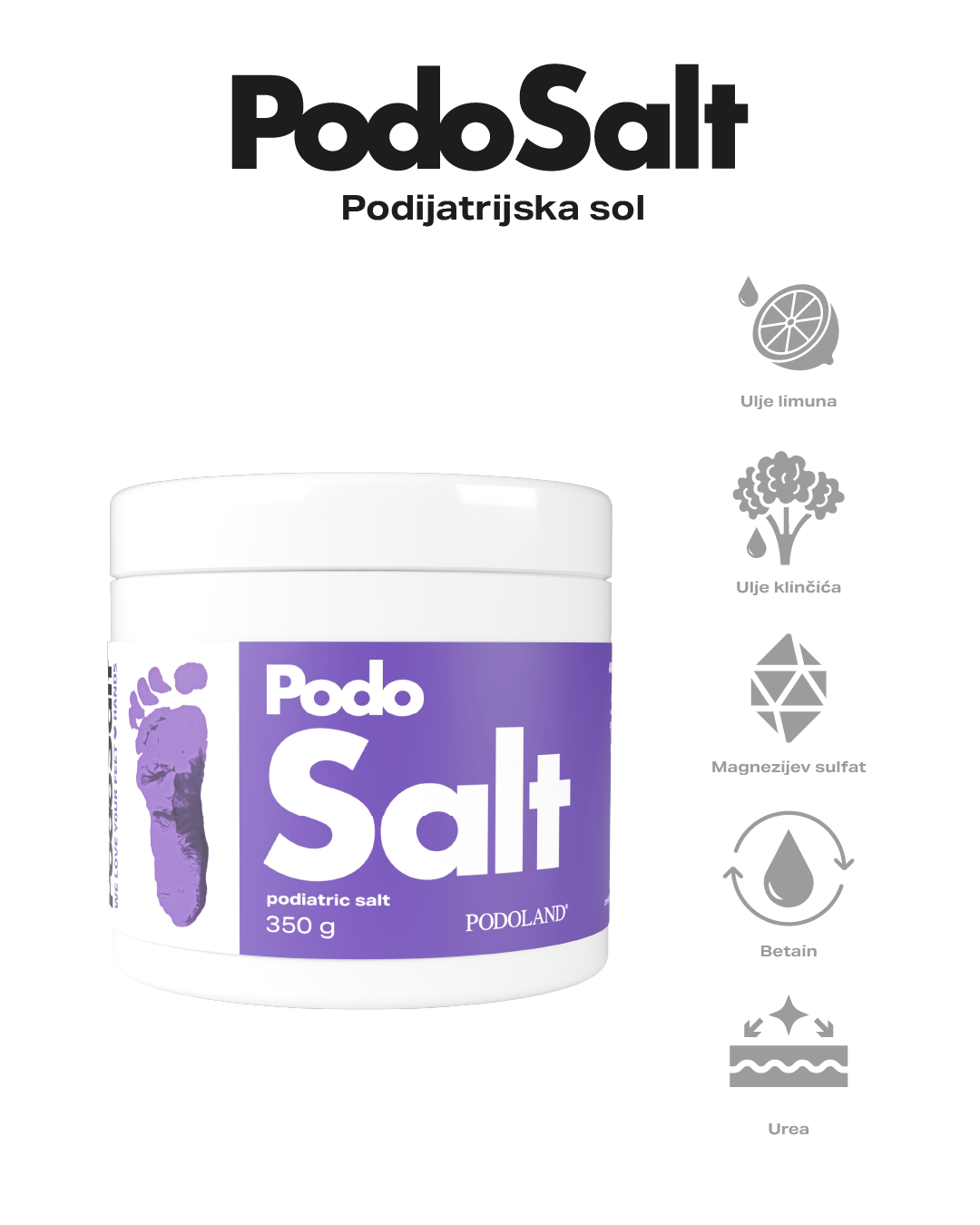 PODOSALT – Podijatrijska sol za kupku stopala, ruku i tijela - 350g
