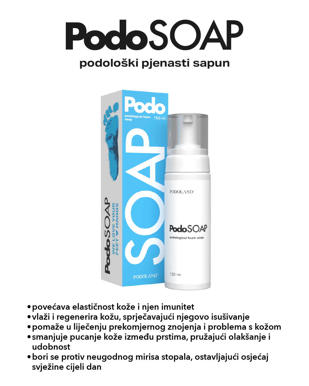 PODOSOAP – Podološki pjenasti sapun za njegu stopala i ruku - 150 ml